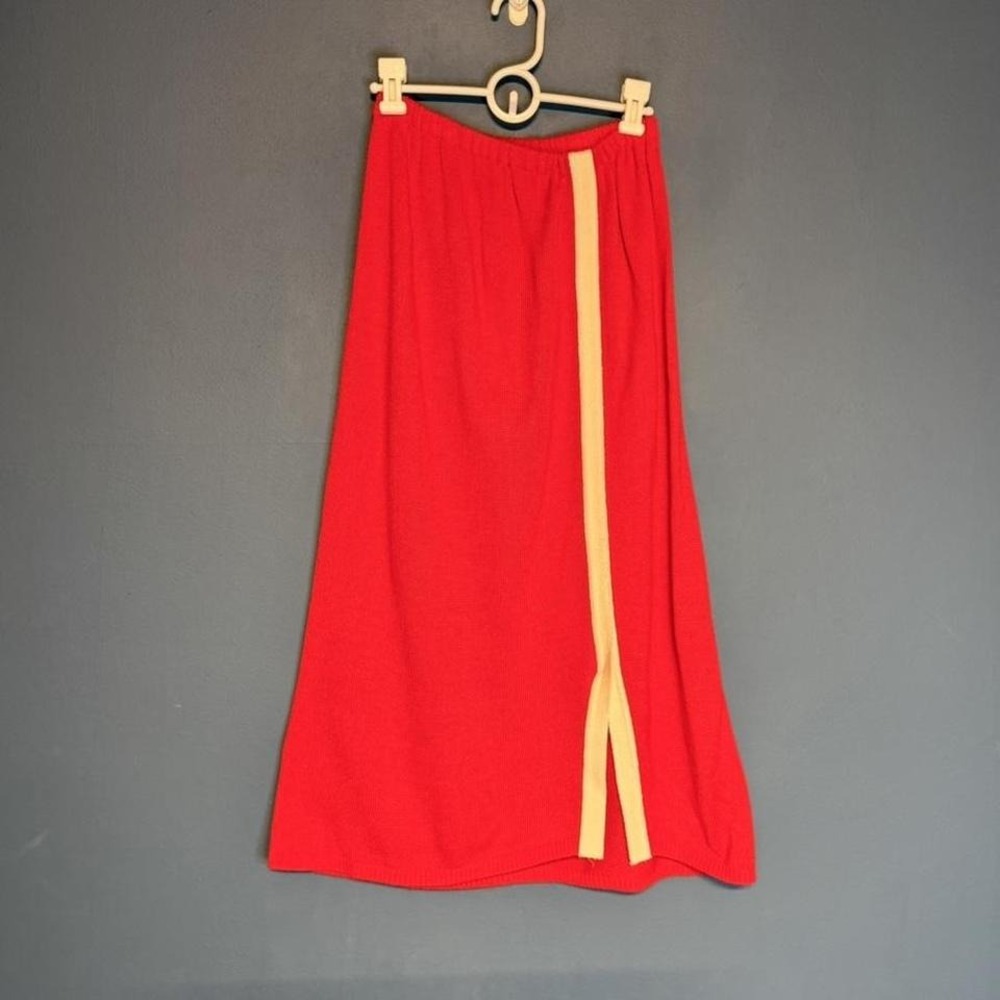 Vintage Union Made Red Skirt Women's Size 10 ILGWU Stripe Retro Groovy Preppy